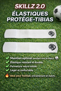 Elastique protege-tibias football Blanc  Skillz 2.0 - Maintien parfait