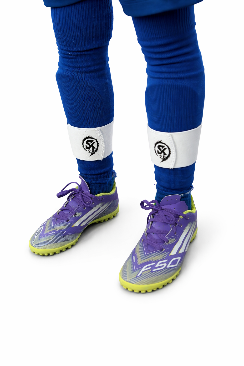 Elastique protege-tibias football Blanc  Skillz 2.0 - Maintien parfait